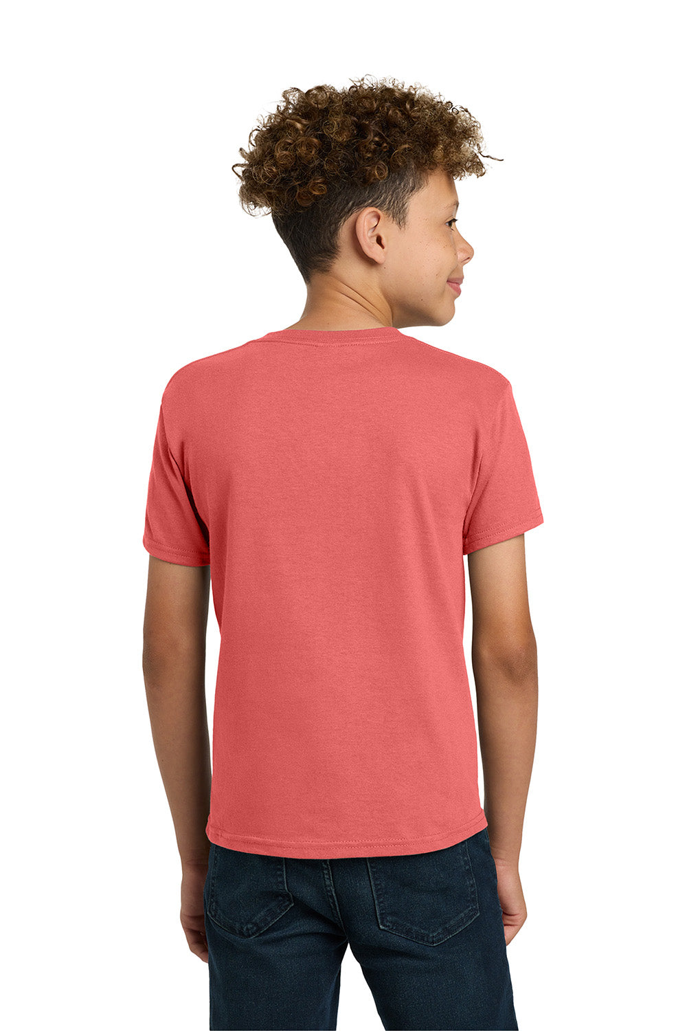 Gildan 5000B/G500B Youth Short Sleeve Crewneck T-Shirt Coral Silk Model Back