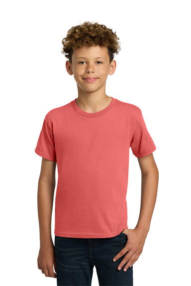 Gildan 5000B/G500B Youth Short Sleeve Crewneck T-Shirt Coral Silk Model Front