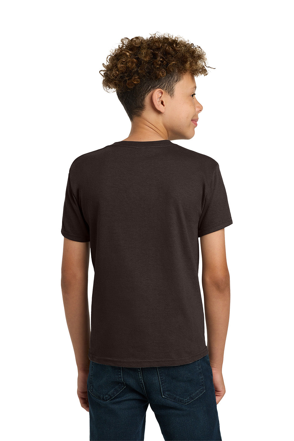 Gildan 5000B/G500B Youth Short Sleeve Crewneck T-Shirt Dark Chocolate Brown Model Back