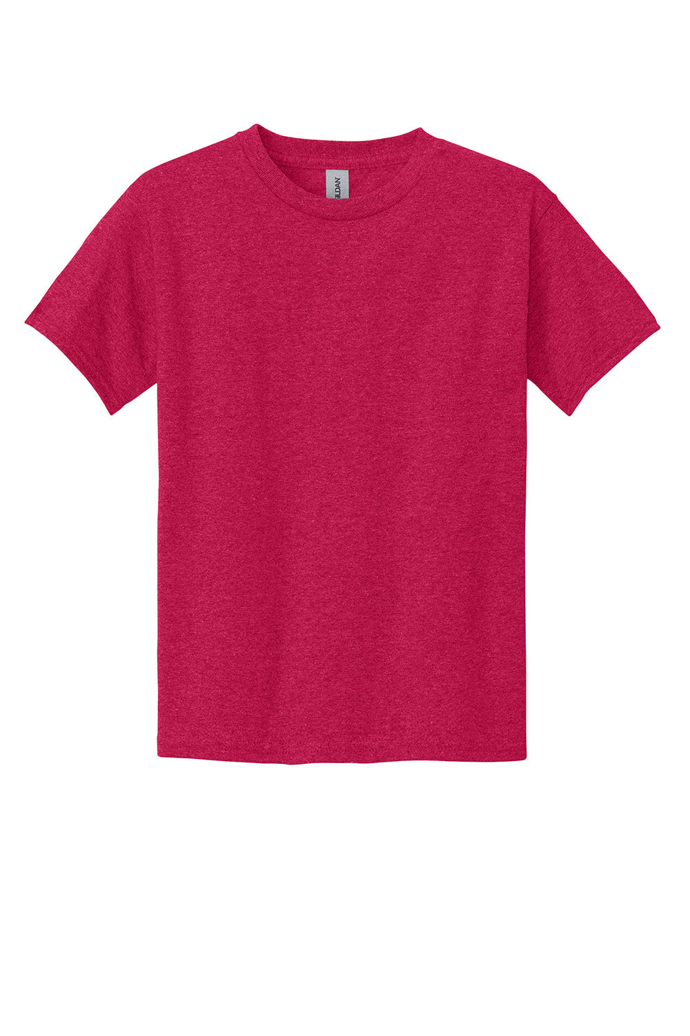 Gildan 5000B/G500B Youth Short Sleeve Crewneck T-Shirt Heather Red Flat Front