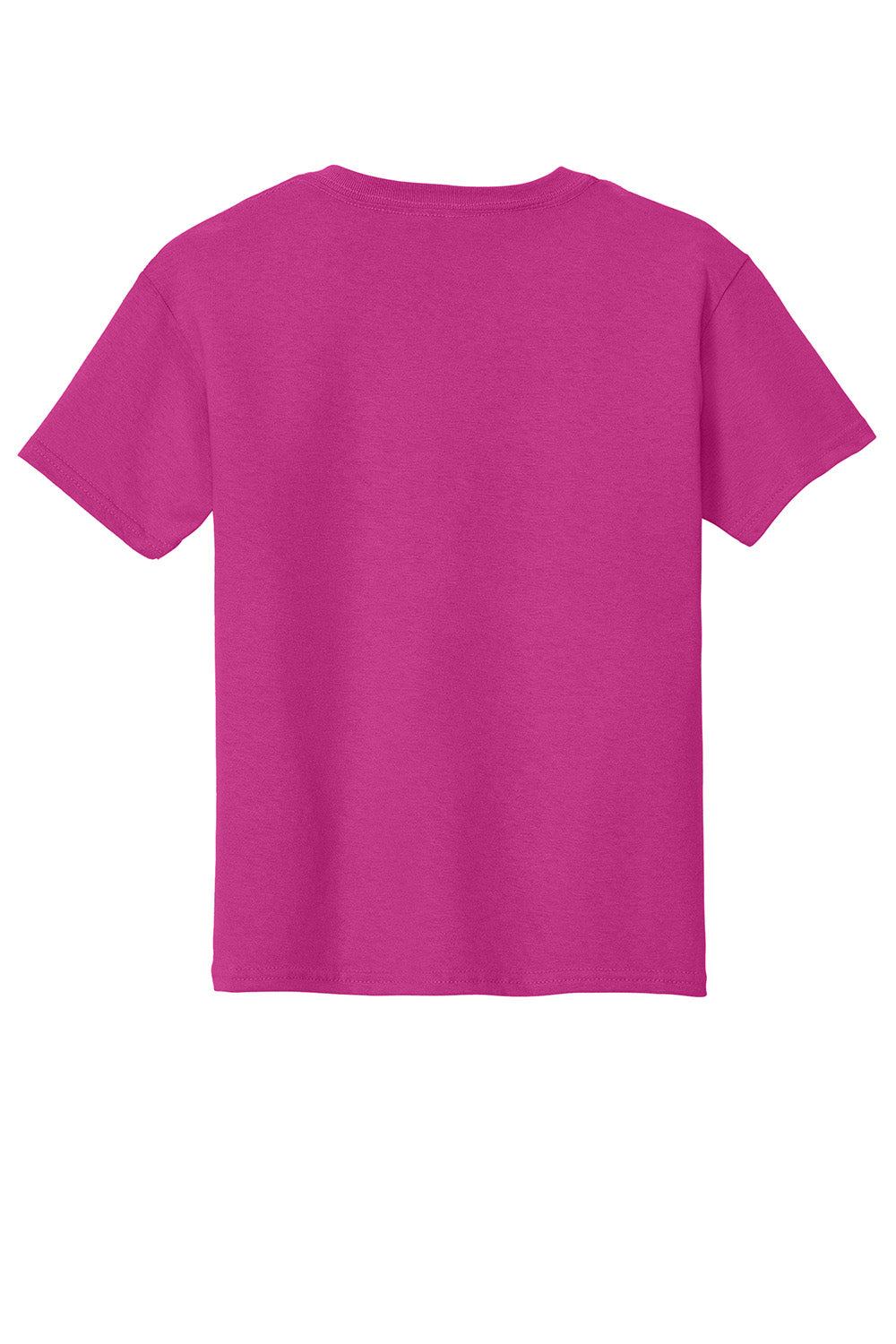 Gildan 5000B/G500B Youth Short Sleeve Crewneck T-Shirt Heliconia Pink Flat Back