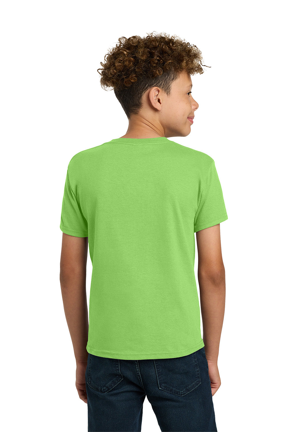 Gildan 5000B/G500B Youth Short Sleeve Crewneck T-Shirt Lime Green Model Back