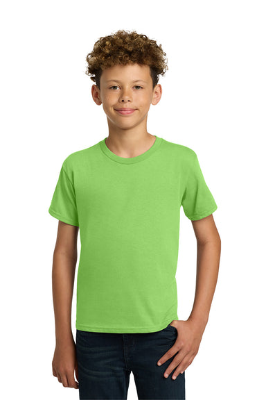 Gildan 5000B/G500B Youth Short Sleeve Crewneck T-Shirt Lime Green Model Front