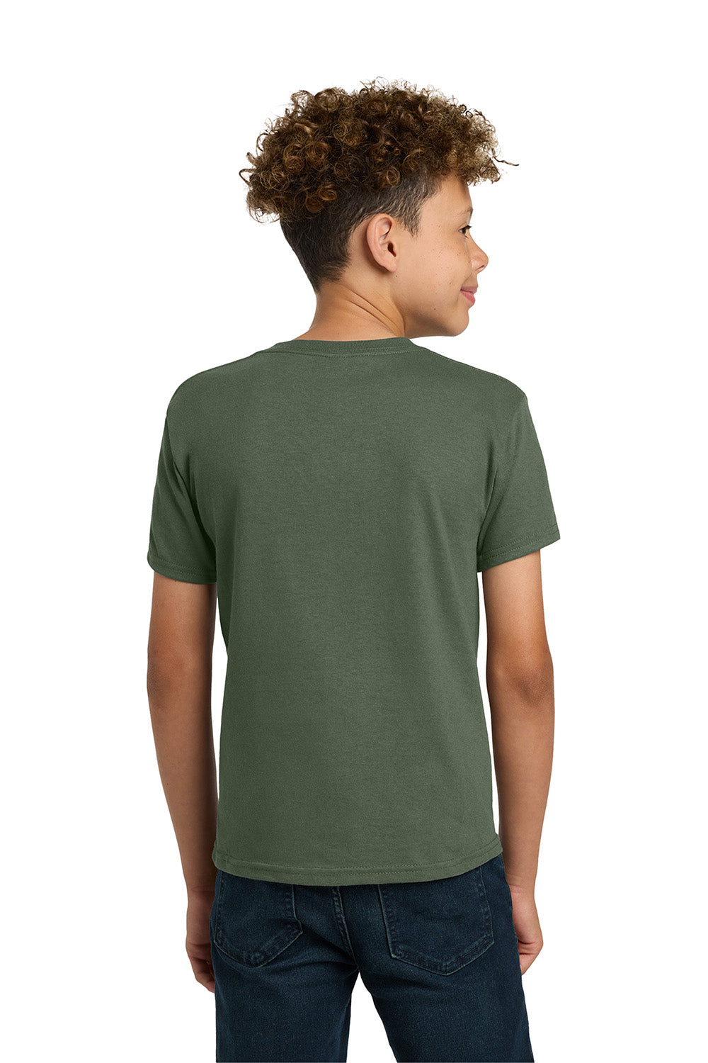 Gildan 5000B/G500B Youth Short Sleeve Crewneck T-Shirt Military Green Model Back