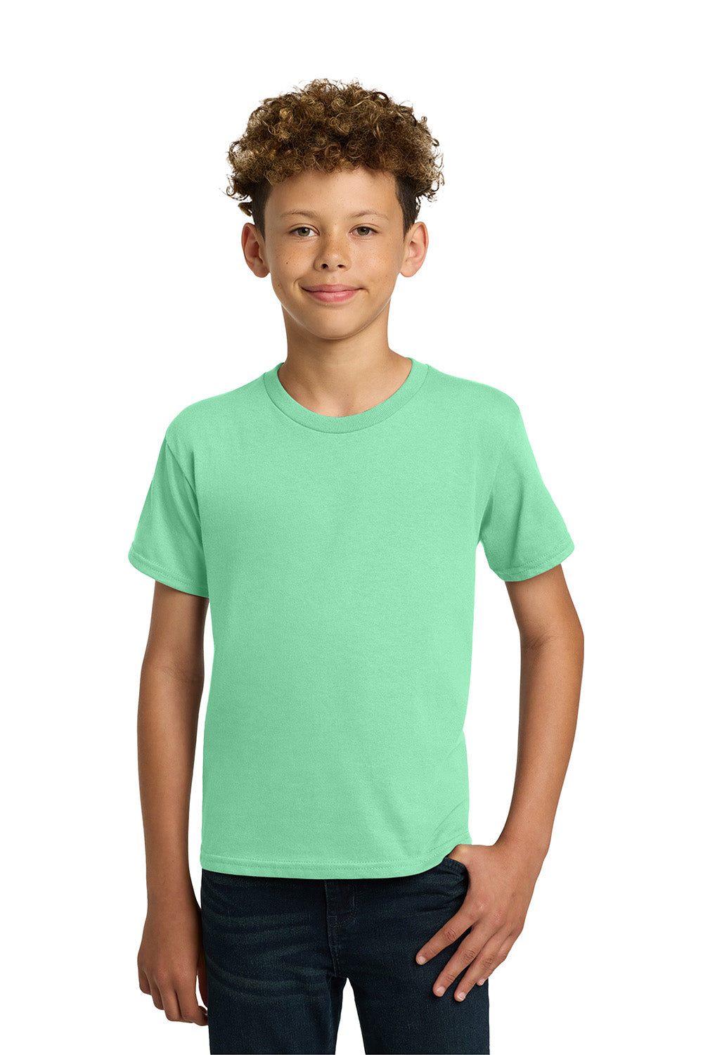 Gildan 5000B/G500B Youth Short Sleeve Crewneck T-Shirt Mint Green Model Front