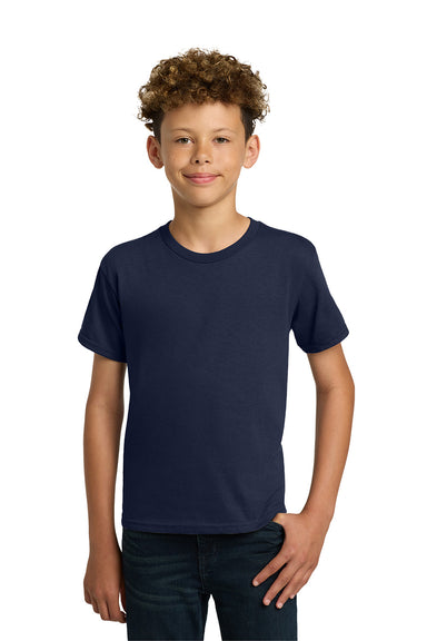 Gildan 5000B/G500B Youth Short Sleeve Crewneck T-Shirt Navy Blue Model Front