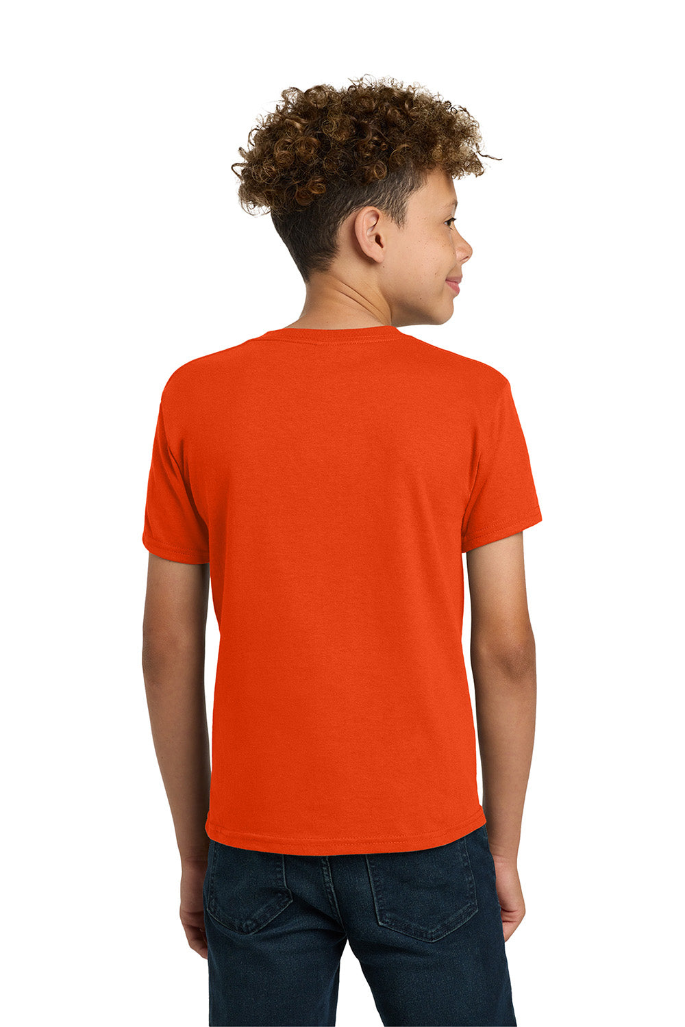 Gildan 5000B/G500B Youth Short Sleeve Crewneck T-Shirt Orange Model Back