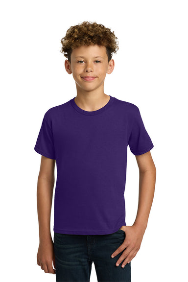 Gildan 5000B/G500B Youth Short Sleeve Crewneck T-Shirt Purple Model Front