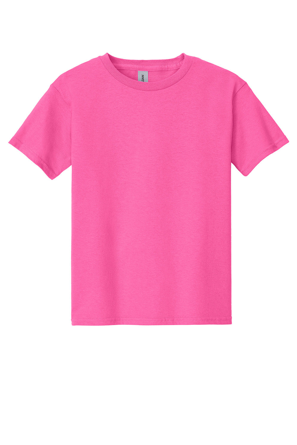 Gildan 5000B/G500B Youth Short Sleeve Crewneck T-Shirt Safety Pink Flat Front