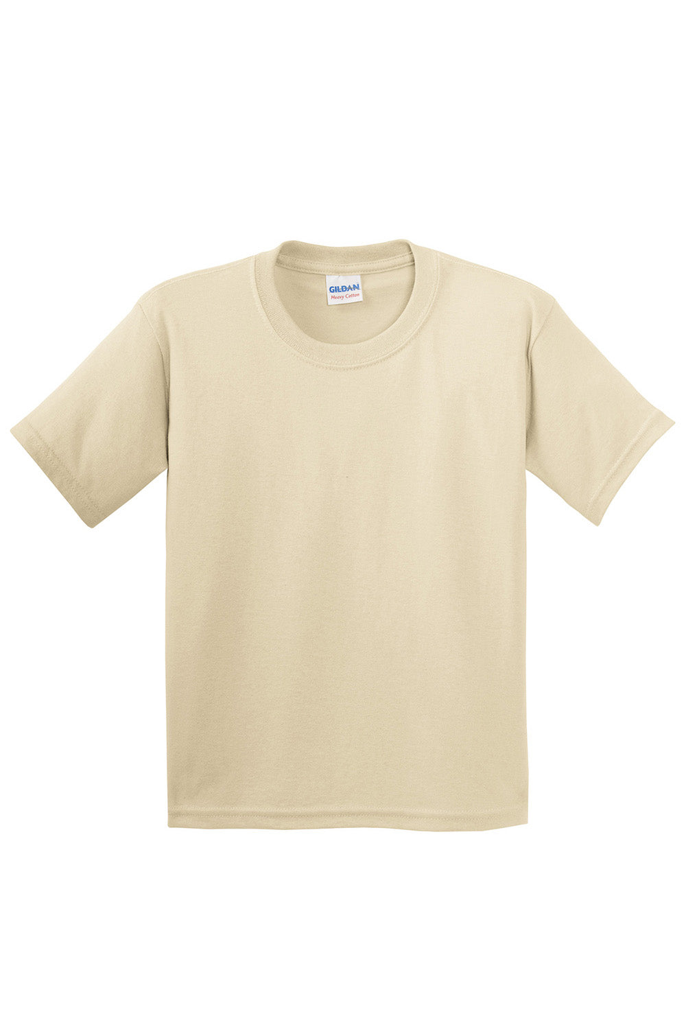 Gildan 5000B/G500B Youth Short Sleeve Crewneck T-Shirt Sand Flat Front