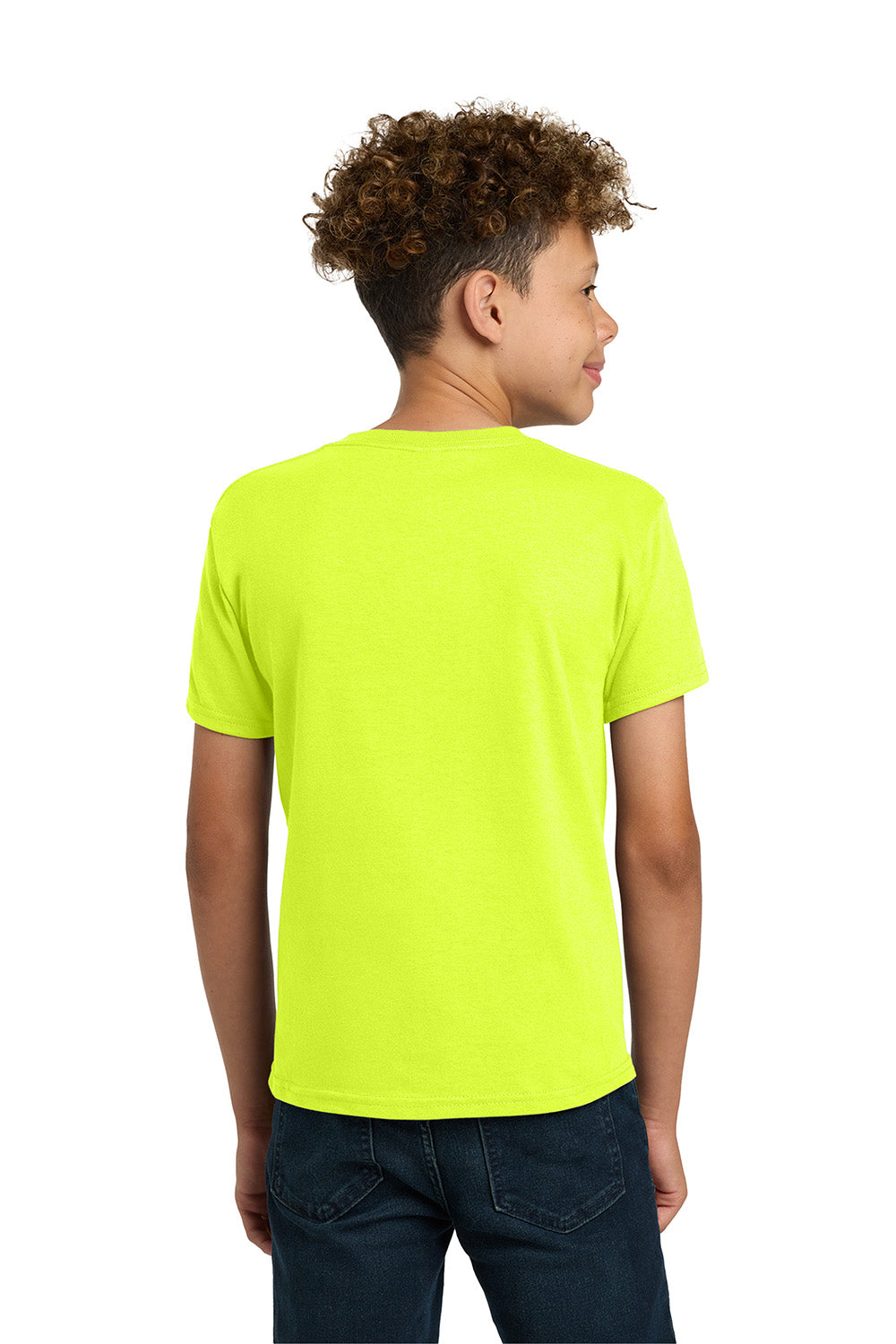 Gildan 5000B/G500B Youth Short Sleeve Crewneck T-Shirt Safety Green Model Back