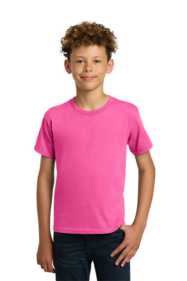 Gildan 5000B/G500B Youth Short Sleeve Crewneck T-Shirt Safety Pink Model Front