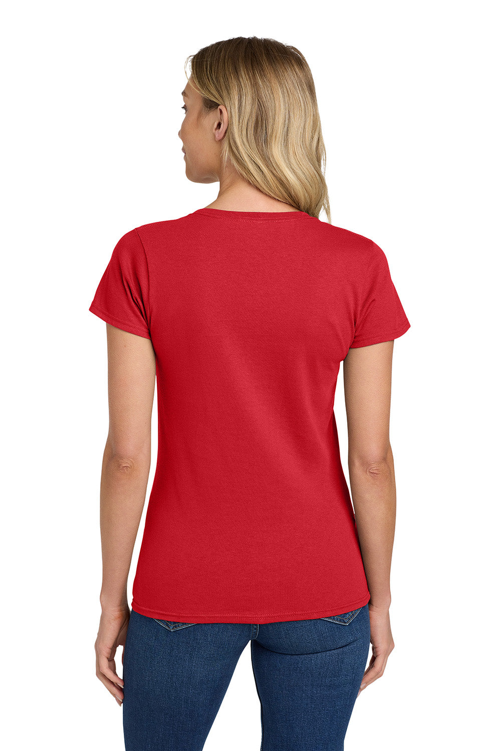 Gildan 5000L/G500L Womens Short Sleeve Crewneck T-Shirt Red Model Back