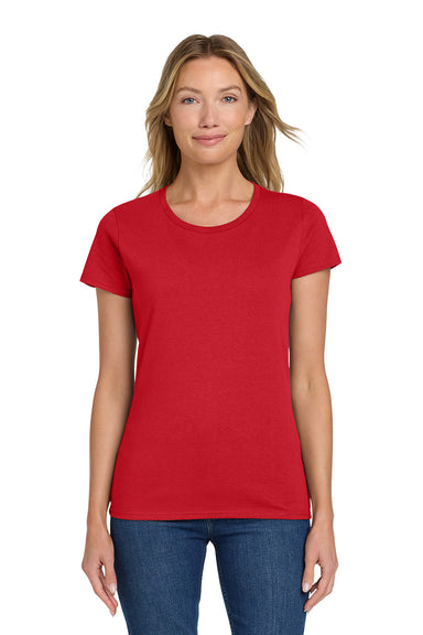 Gildan 5000L/G500L Womens Short Sleeve Crewneck T-Shirt Red Model Front