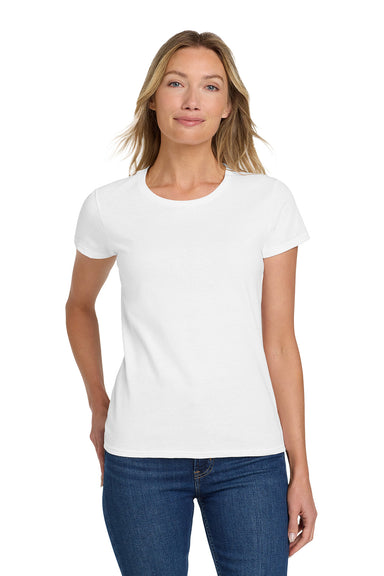 Gildan 5000L/G500L Womens Short Sleeve Crewneck T-Shirt White Model Front