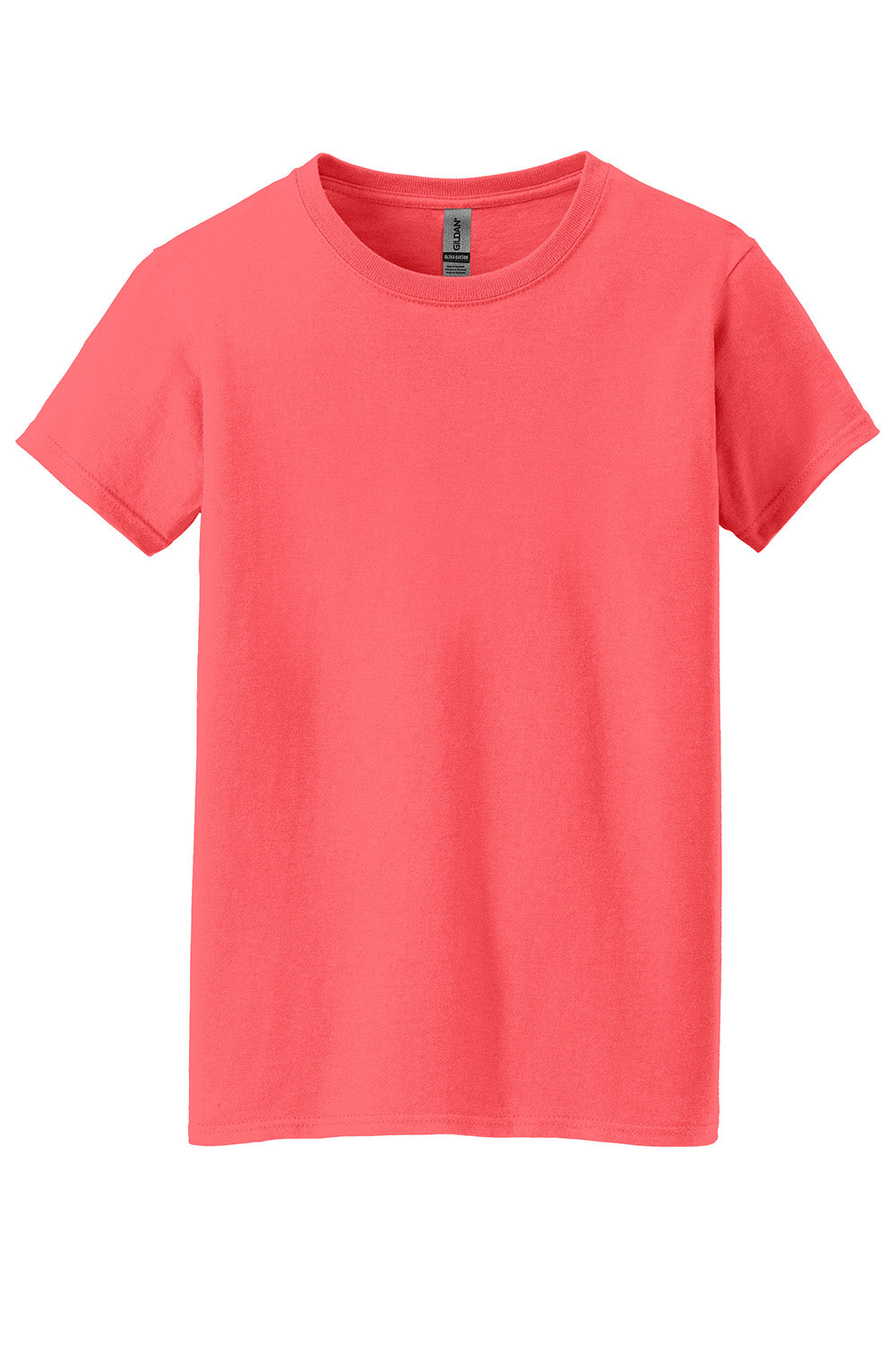 Gildan 5000L/G500L Womens Short Sleeve Crewneck T-Shirt Coral Silk Flat Front