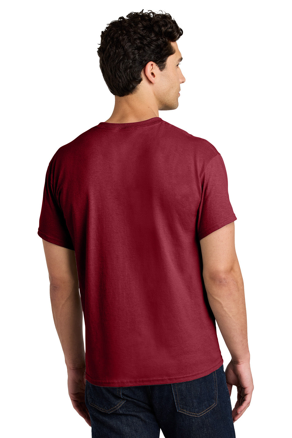 Gildan 5000/G500 Mens Short Sleeve Crewneck T-Shirt Antique Cherry Red Model Back