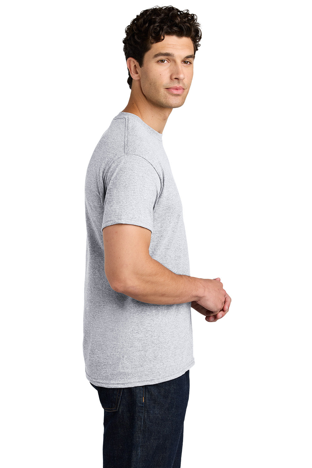 Gildan 5000/G500 Mens Short Sleeve Crewneck T-Shirt Ash Grey Model Side