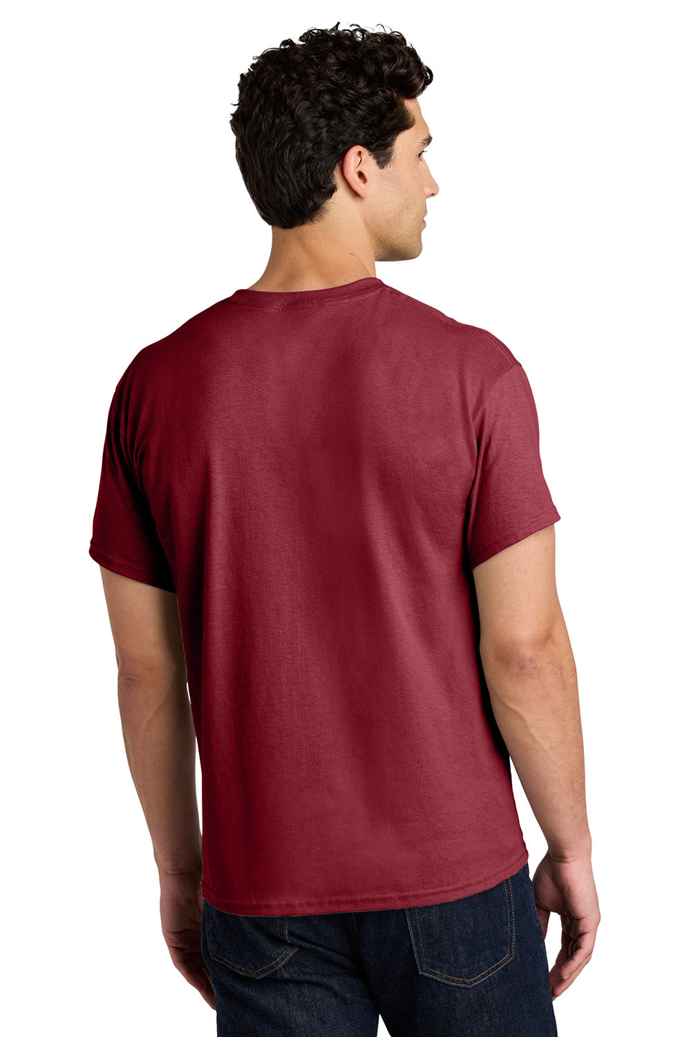 Gildan 5000/G500 Mens Short Sleeve Crewneck T-Shirt Cardinal Red Model Back