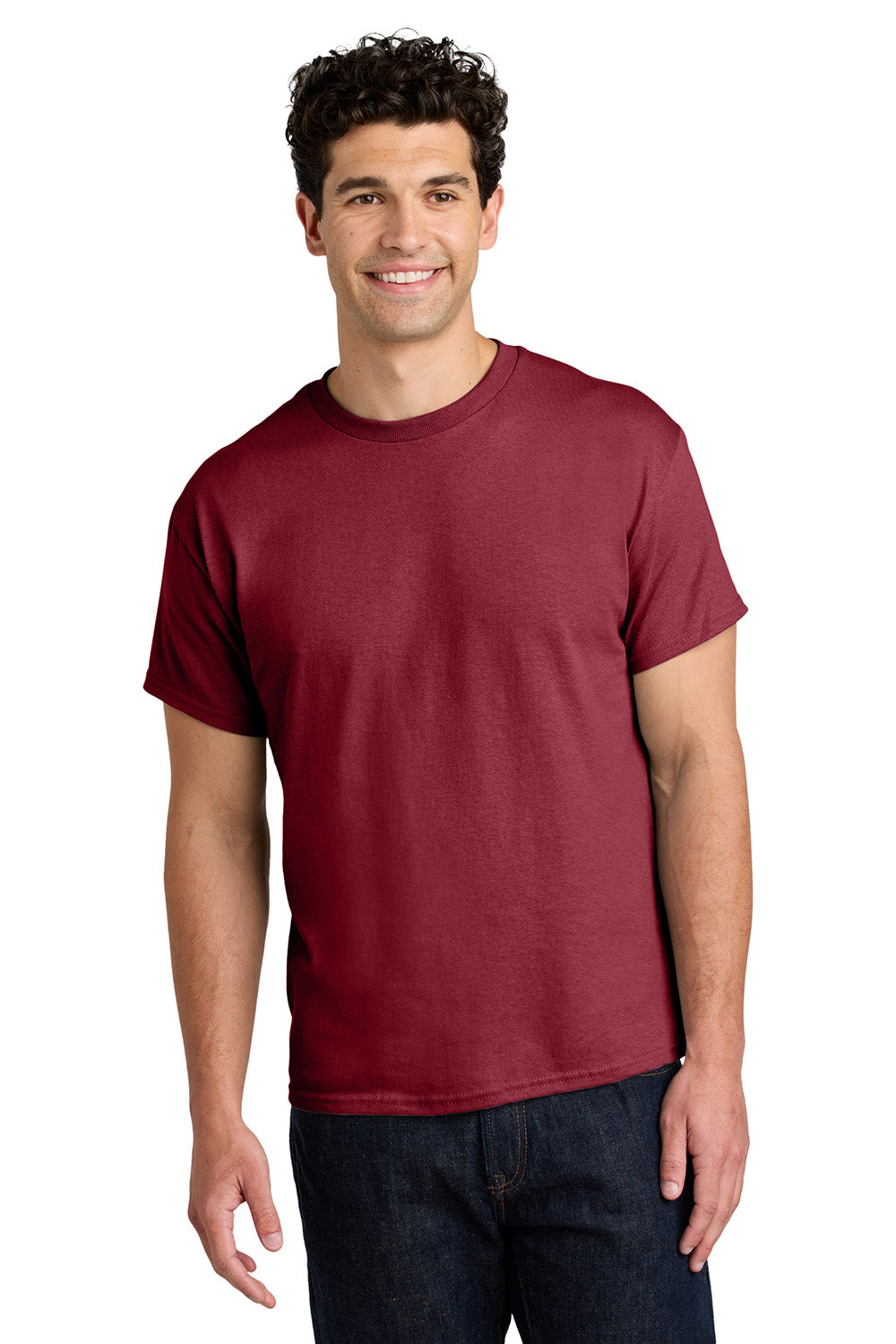 Gildan 5000/G500 Mens Short Sleeve Crewneck T-Shirt Cardinal Red Model Front