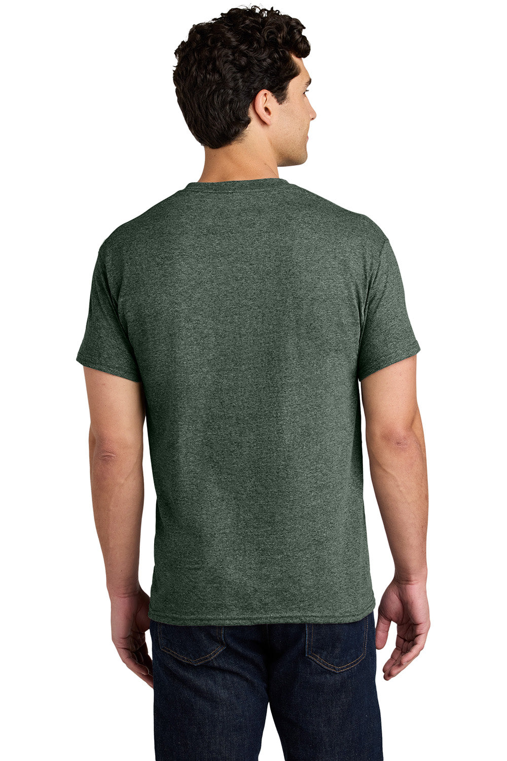 Gildan 5000/G500 Mens Short Sleeve Crewneck T-Shirt Heather Military Green Model Back