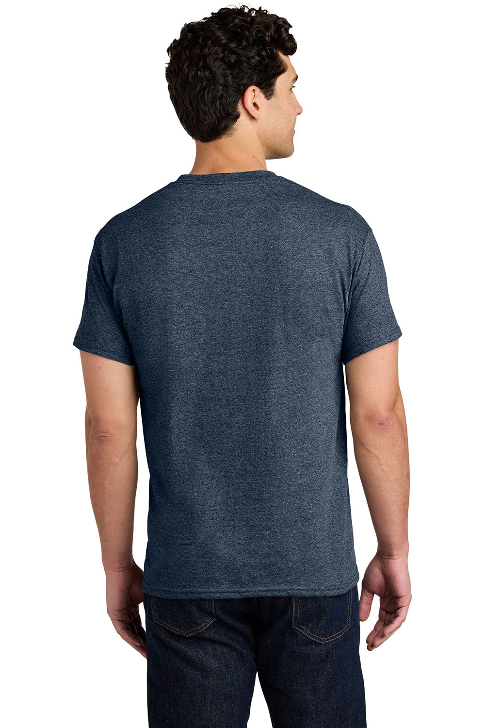 Gildan 5000/G500 Mens Short Sleeve Crewneck T-Shirt Heather Navy Blue Model Back