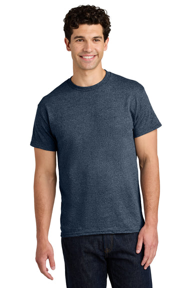 Gildan 5000/G500 Mens Short Sleeve Crewneck T-Shirt Heather Navy Blue Model Front