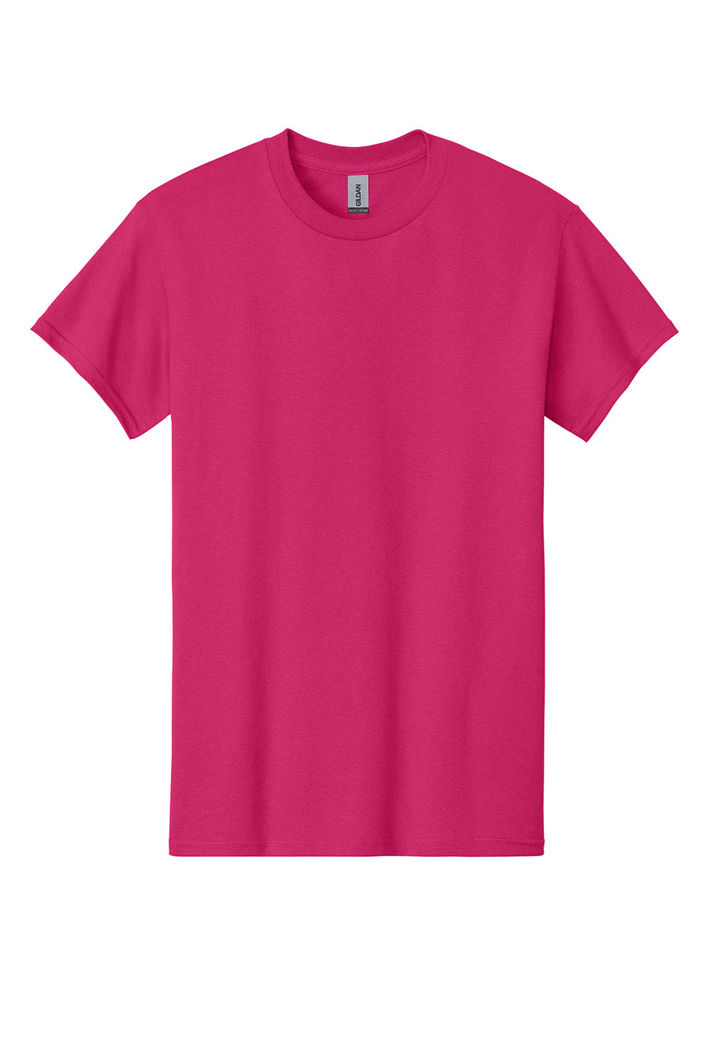 Gildan 5000/G500 Mens Short Sleeve Crewneck T-Shirt Heliconia Pink Flat Front