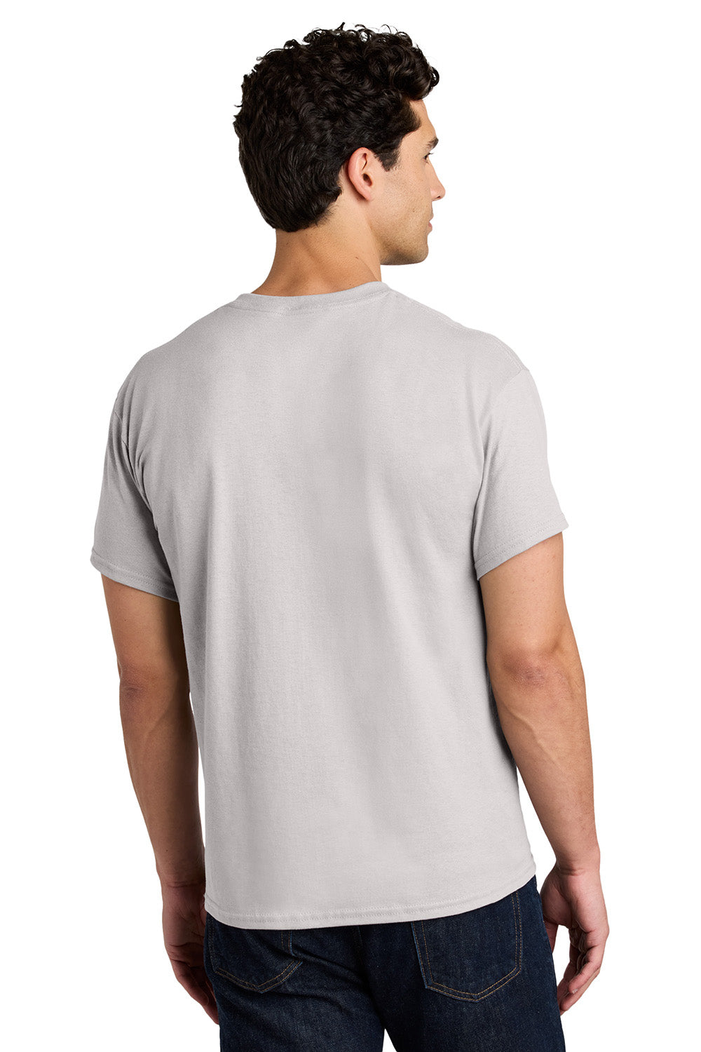 Gildan 5000/G500 Mens Short Sleeve Crewneck T-Shirt Ice Grey Model Side