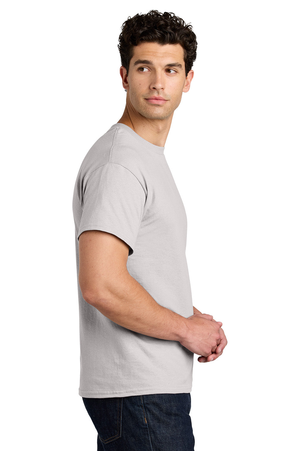 Gildan 5000/G500 Mens Short Sleeve Crewneck T-Shirt Ice Grey Model Back