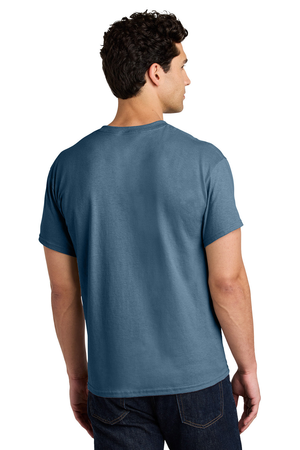 Gildan 5000/G500 Mens Short Sleeve Crewneck T-Shirt Indigo Blue Model Back