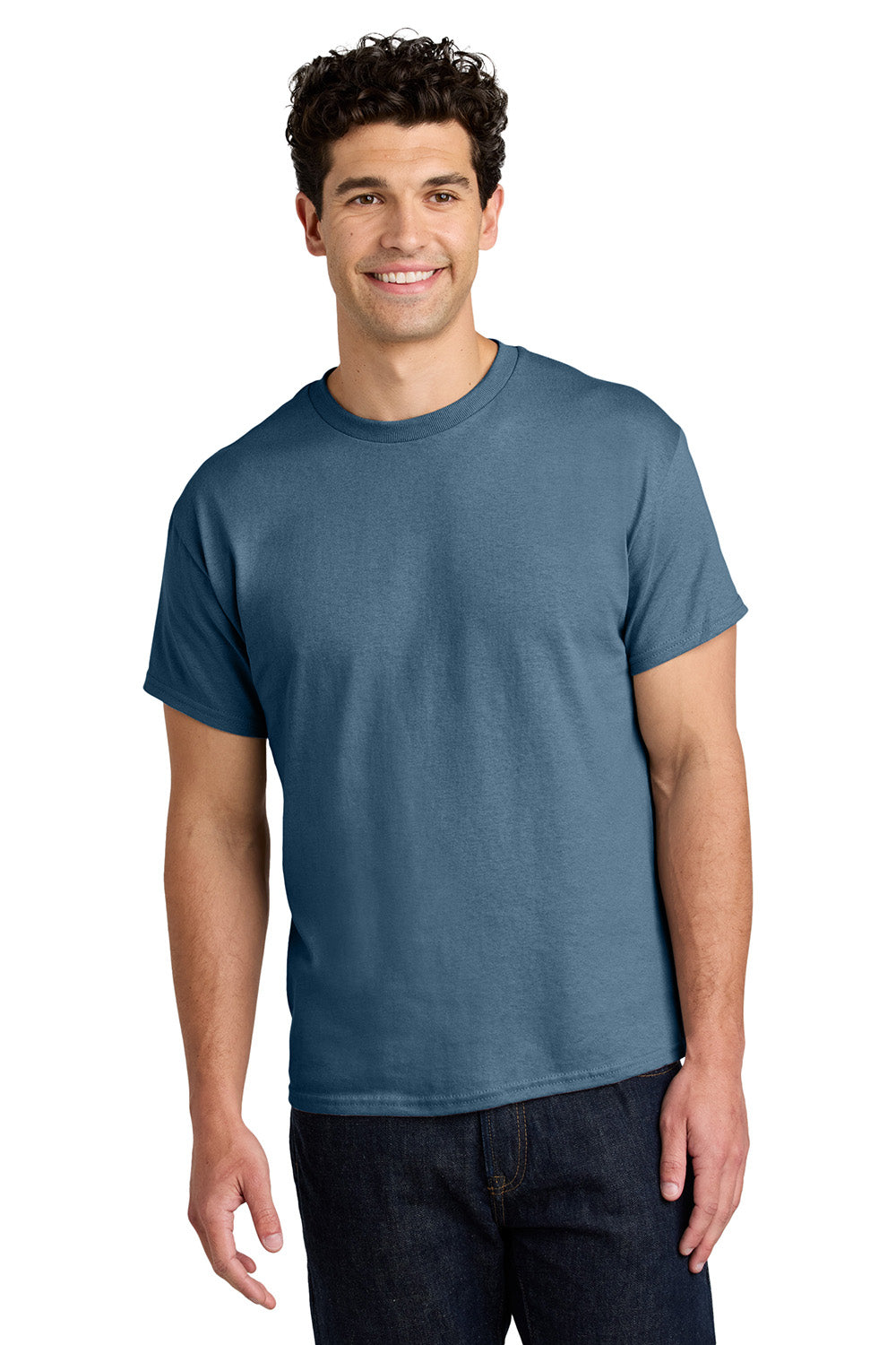 Gildan 5000/G500 Mens Short Sleeve Crewneck T-Shirt Indigo Blue Model Front