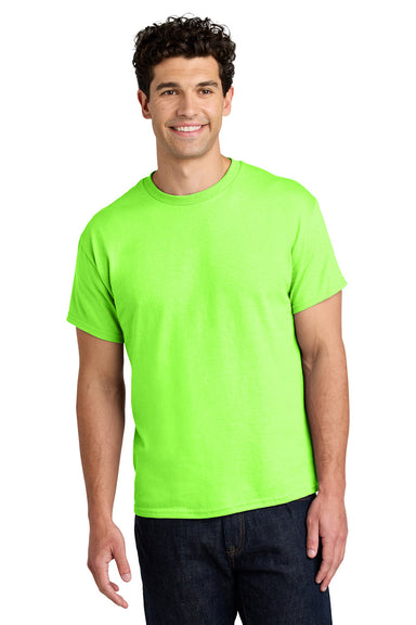 Gildan 5000/G500 Mens Short Sleeve Crewneck T-Shirt Neon Green Model Front