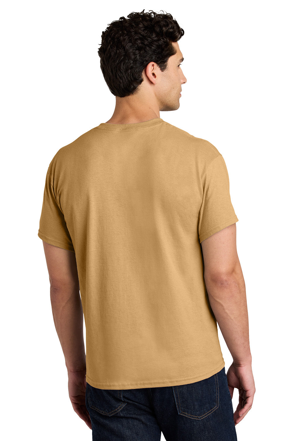 Gildan 5000/G500 Mens Short Sleeve Crewneck T-Shirt Old Gold Model Back