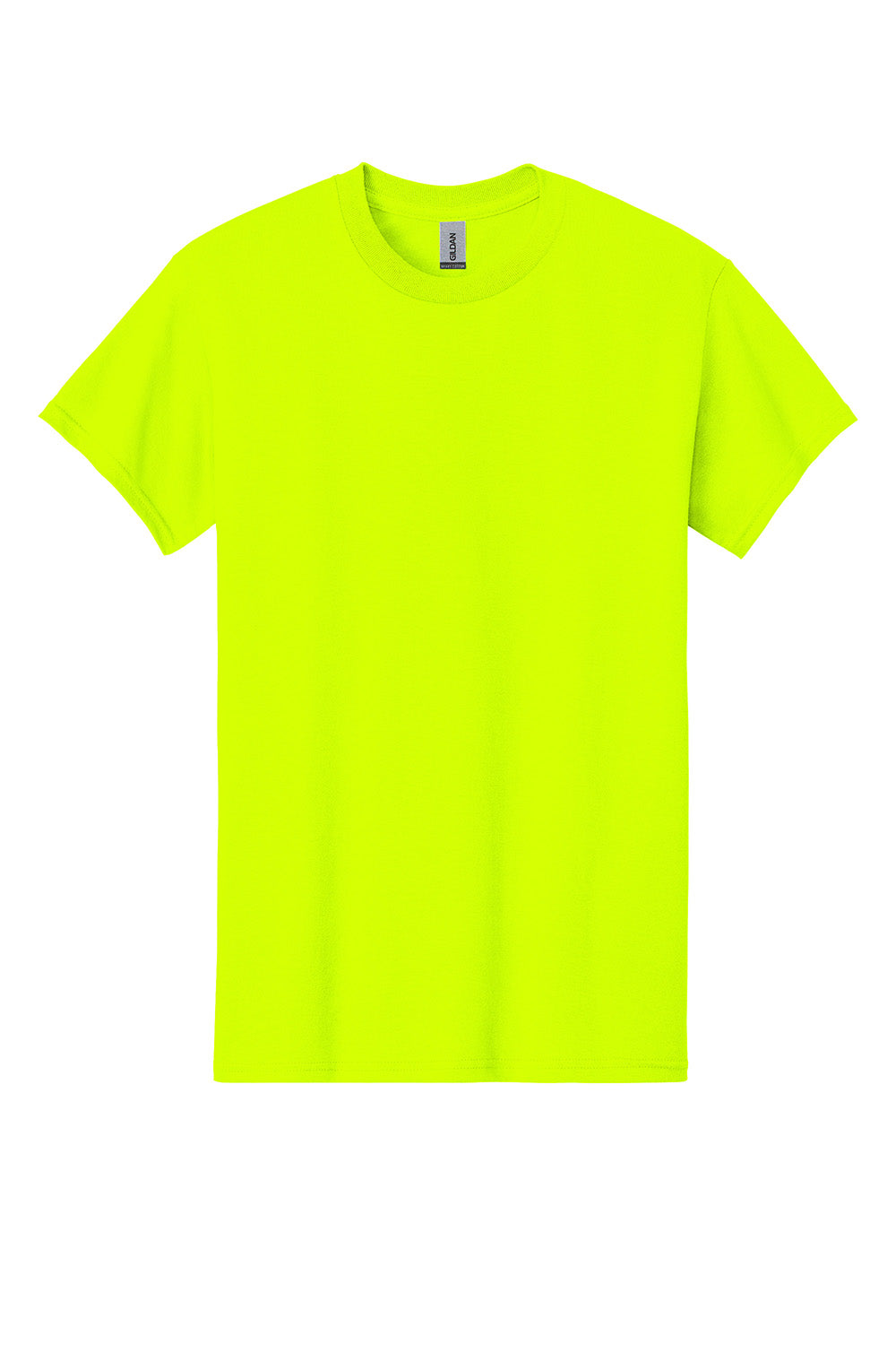 Gildan 5000/G500 Mens Short Sleeve Crewneck T-Shirt Safety Green Flat Front