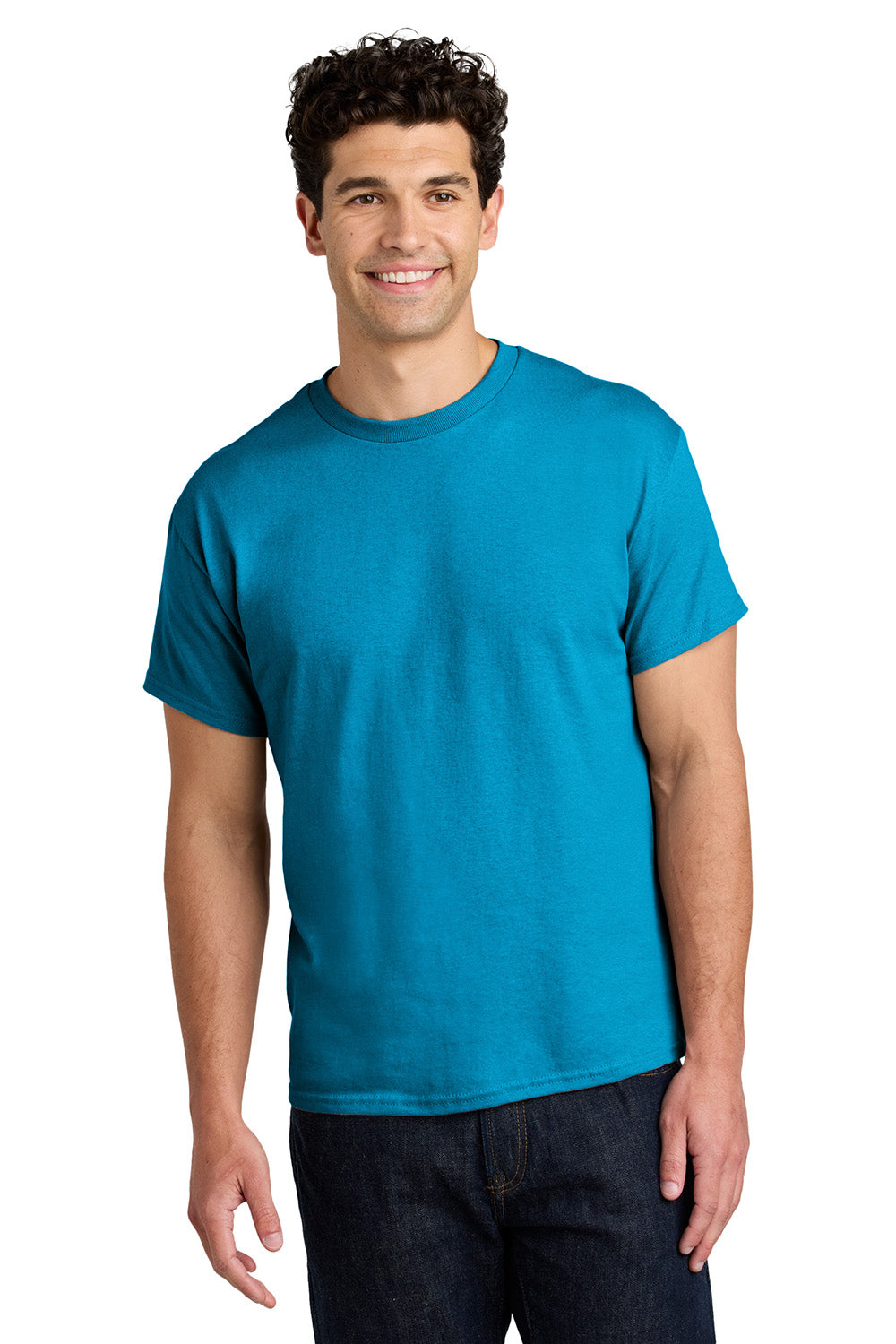 Gildan 5000/G500 Mens Short Sleeve Crewneck T-Shirt Sapphire Blue Model Front