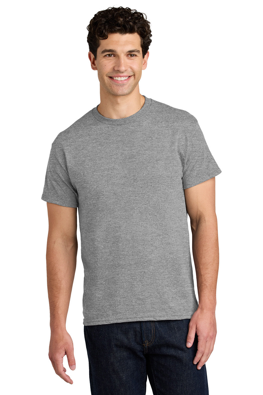 Gildan 5000/G500 Mens Short Sleeve Crewneck T-Shirt Sport Grey Model Front