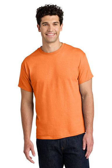 Gildan 5000/G500 Mens Short Sleeve Crewneck T-Shirt Tangerine Orange Model Front