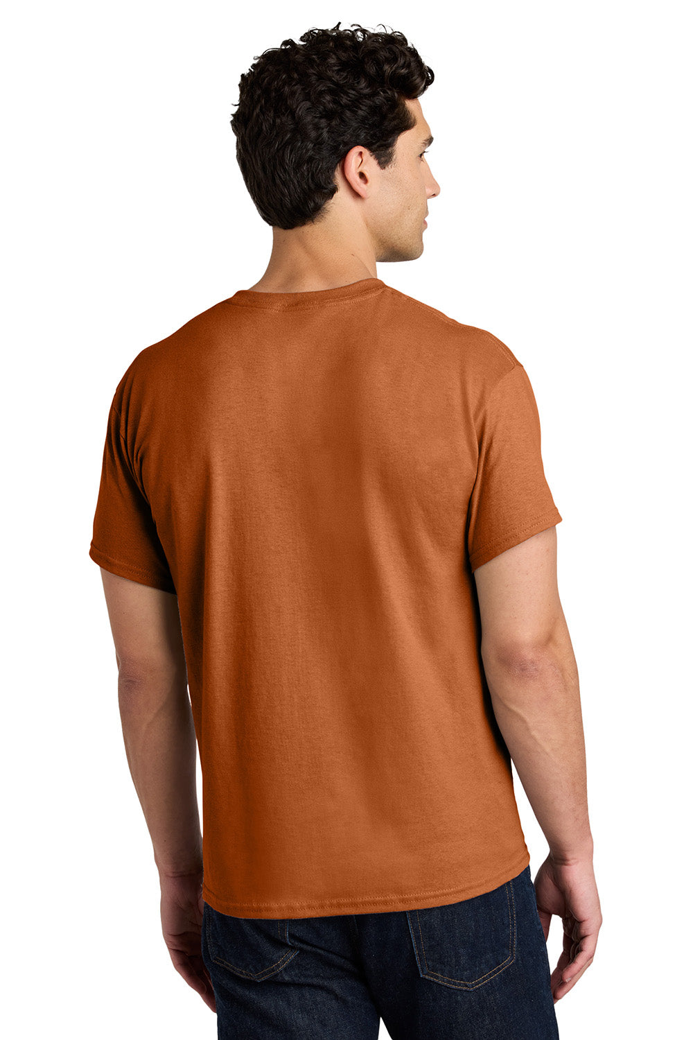 Gildan 5000/G500 Mens Short Sleeve Crewneck T-Shirt Texas Orange Model Back