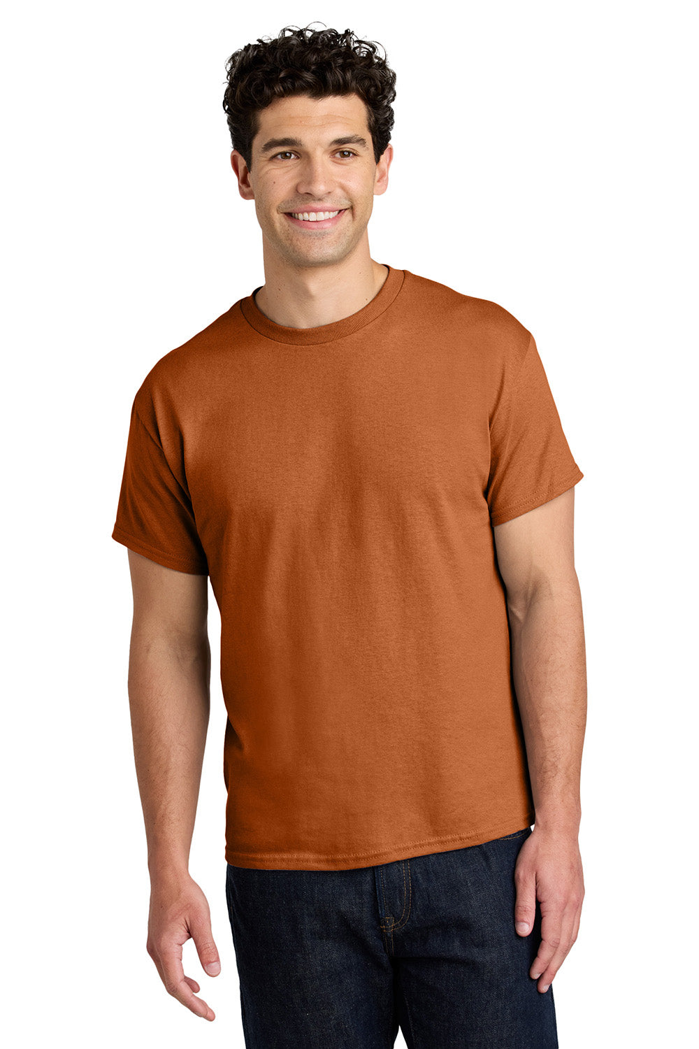 Gildan 5000/G500 Mens Short Sleeve Crewneck T-Shirt Texas Orange Model Front