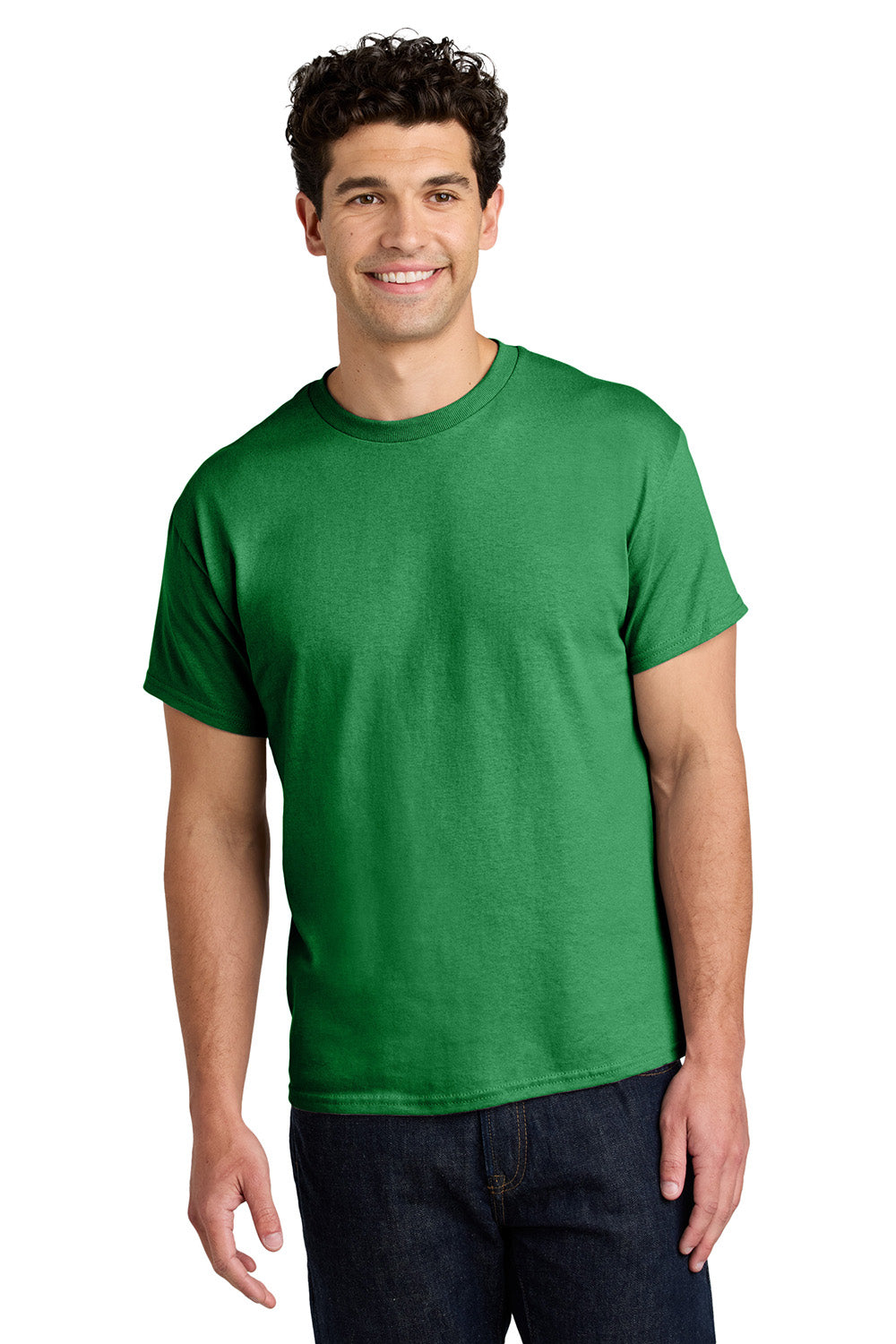 Gildan 5000/G500 Mens Short Sleeve Crewneck T-Shirt Turf Green Model Front