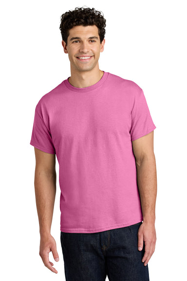 Gildan 5000/G500 Mens Short Sleeve Crewneck T-Shirt Azalea Pink Model Front