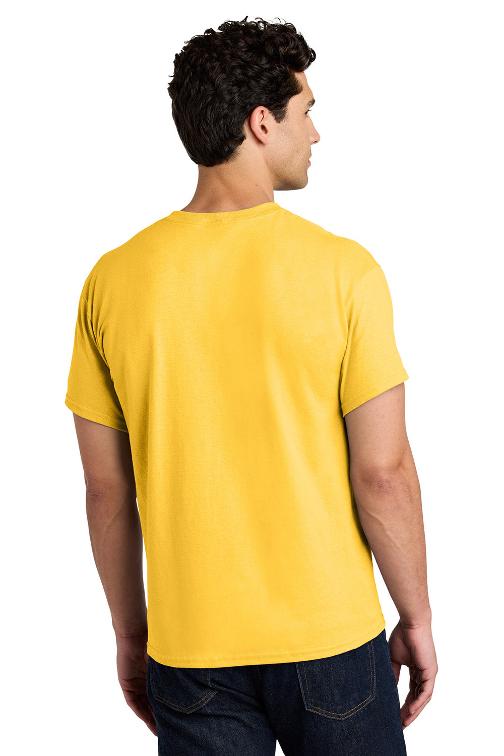 Gildan 5000/G500 Mens Short Sleeve Crewneck T-Shirt Daisy Yellow Model Back