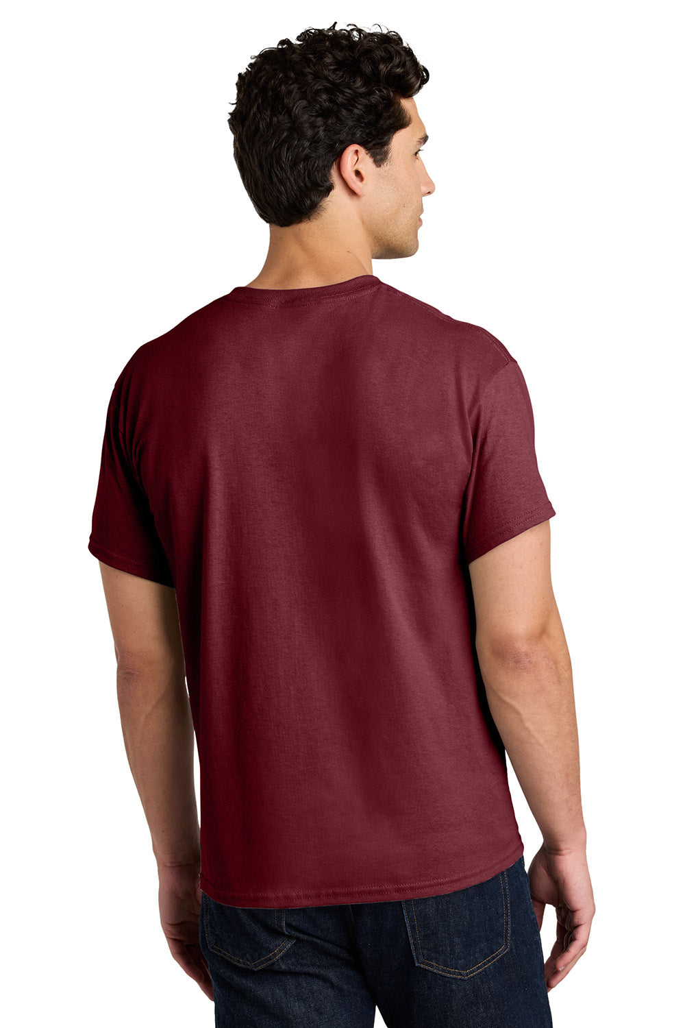 Gildan 5000/G500 Mens Short Sleeve Crewneck T-Shirt Garnet Red Model Back