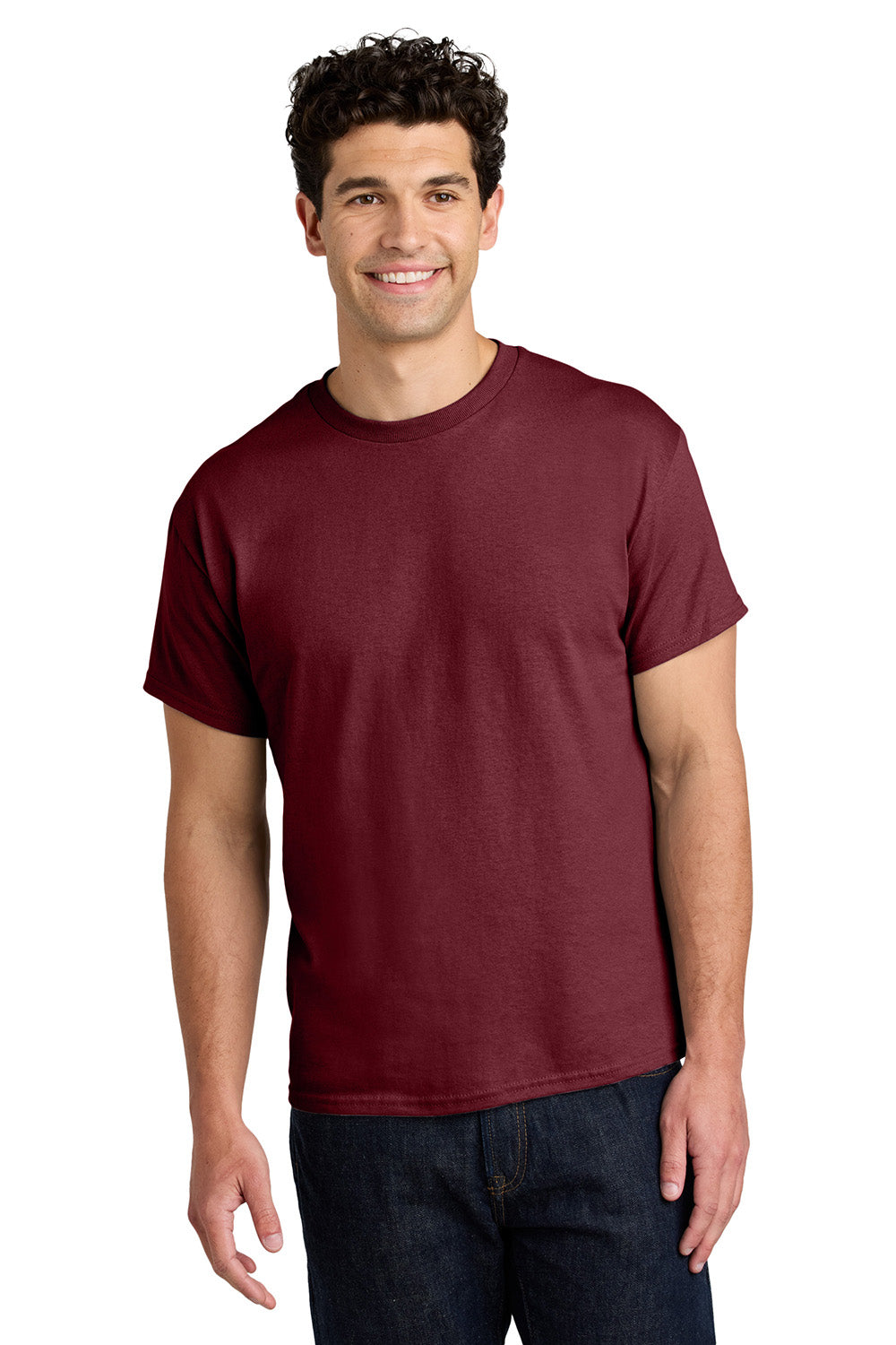 Gildan 5000/G500 Mens Short Sleeve Crewneck T-Shirt Garnet Red Model Front