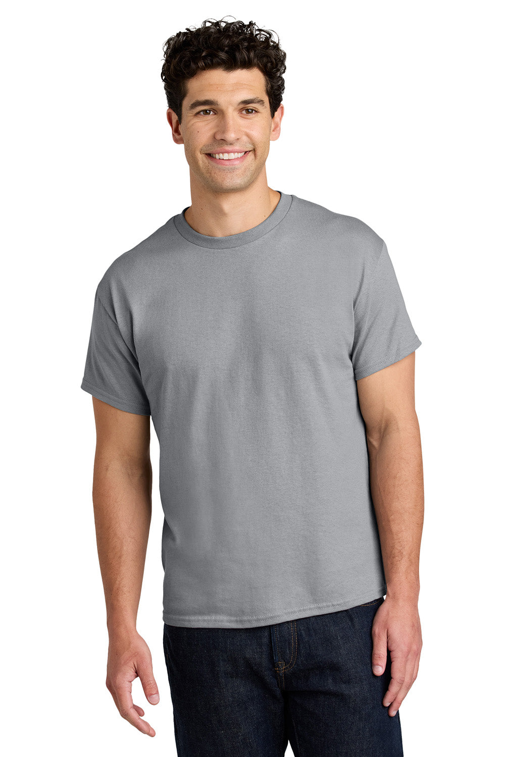 Gildan 5000/G500 Mens Short Sleeve Crewneck T-Shirt Gravel Grey Model Front