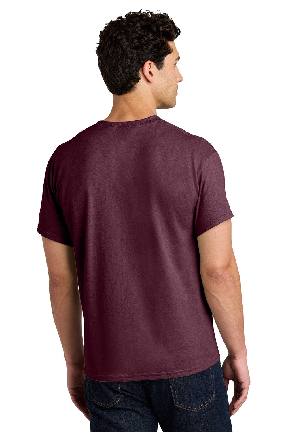 Gildan 5000/G500 Mens Short Sleeve Crewneck T-Shirt Maroon Model Back