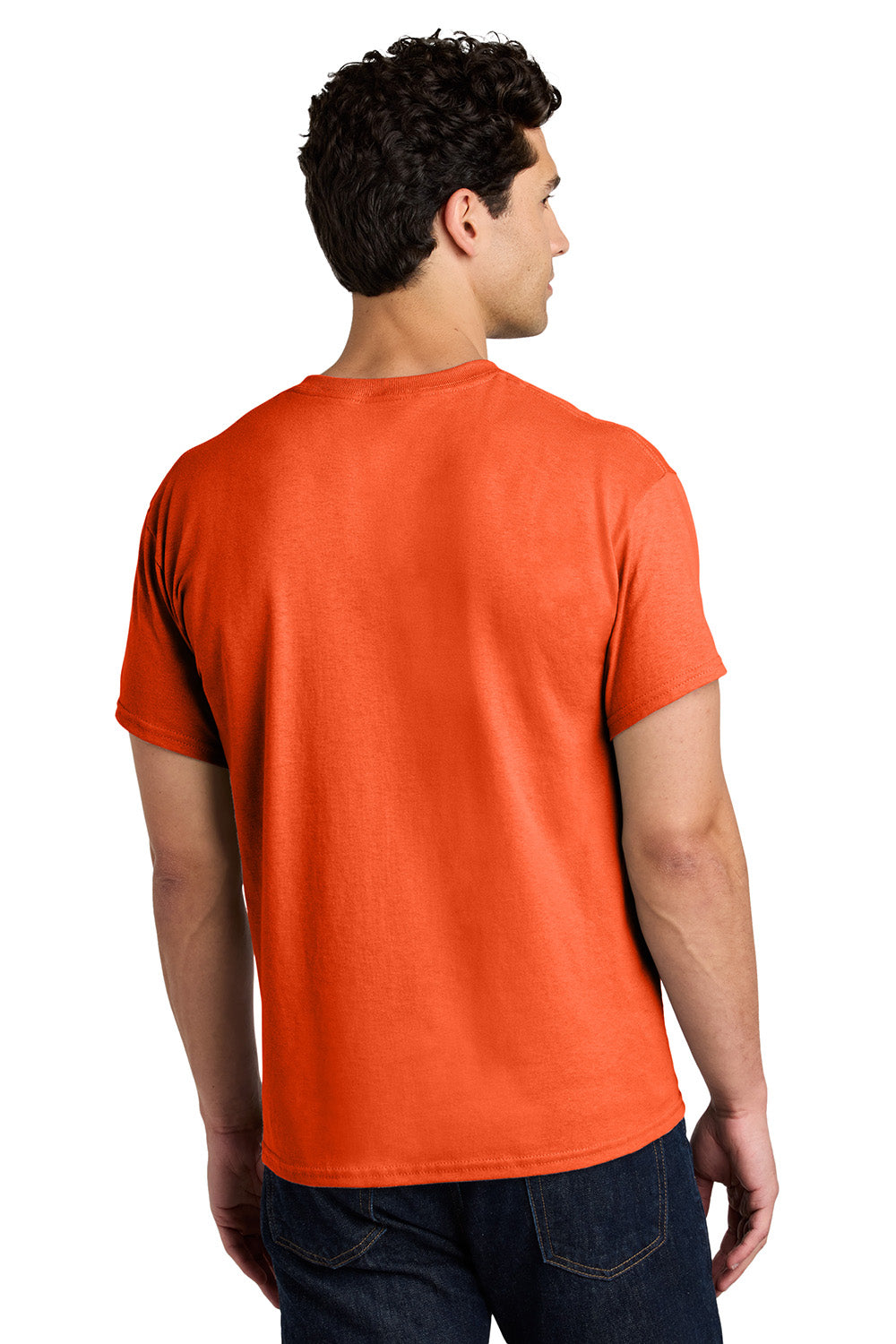 Gildan 5000/G500 Mens Short Sleeve Crewneck T-Shirt Orange Model Back