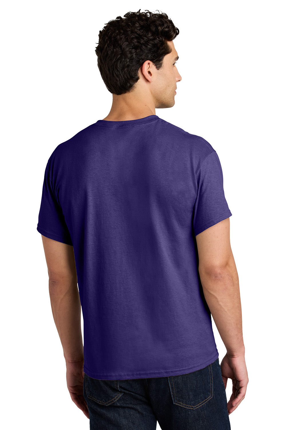 Gildan 5000/G500 Mens Short Sleeve Crewneck T-Shirt Purple Model Back