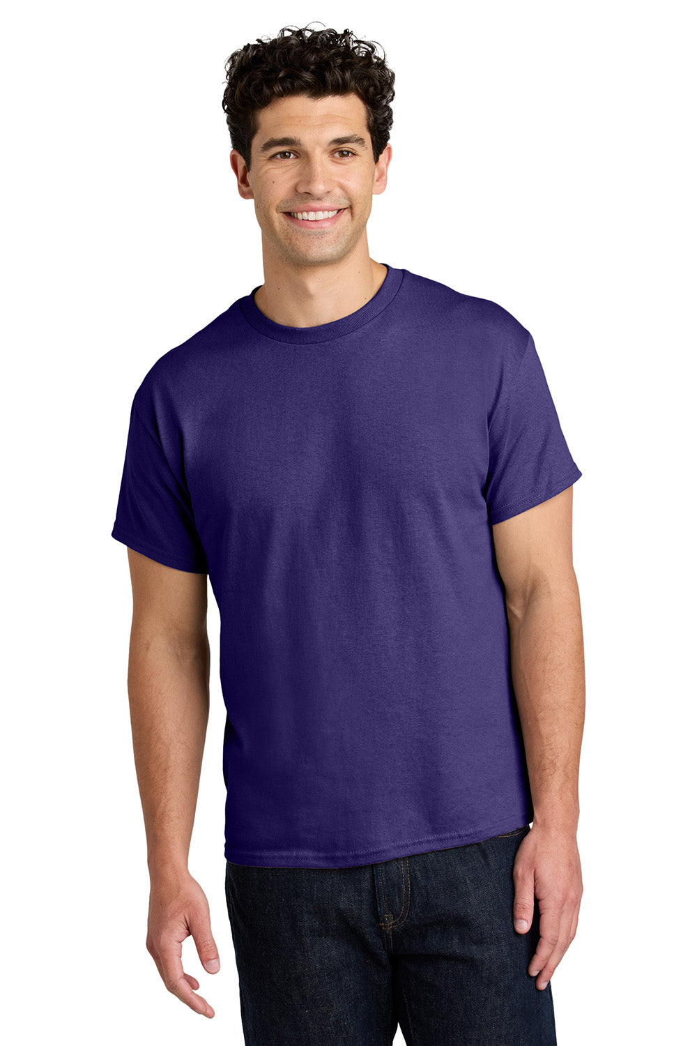 Gildan 5000/G500 Mens Short Sleeve Crewneck T-Shirt Purple Model Front